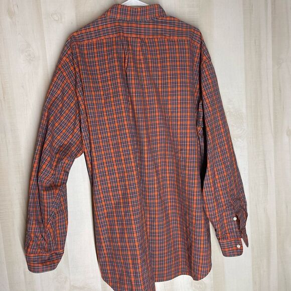 Ralph Lauren orange blue plaid long‎ sleeve button down shirt, size XXL - Picture 2 of 12